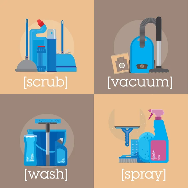 Vier poster Home Cleaning — Stockvector