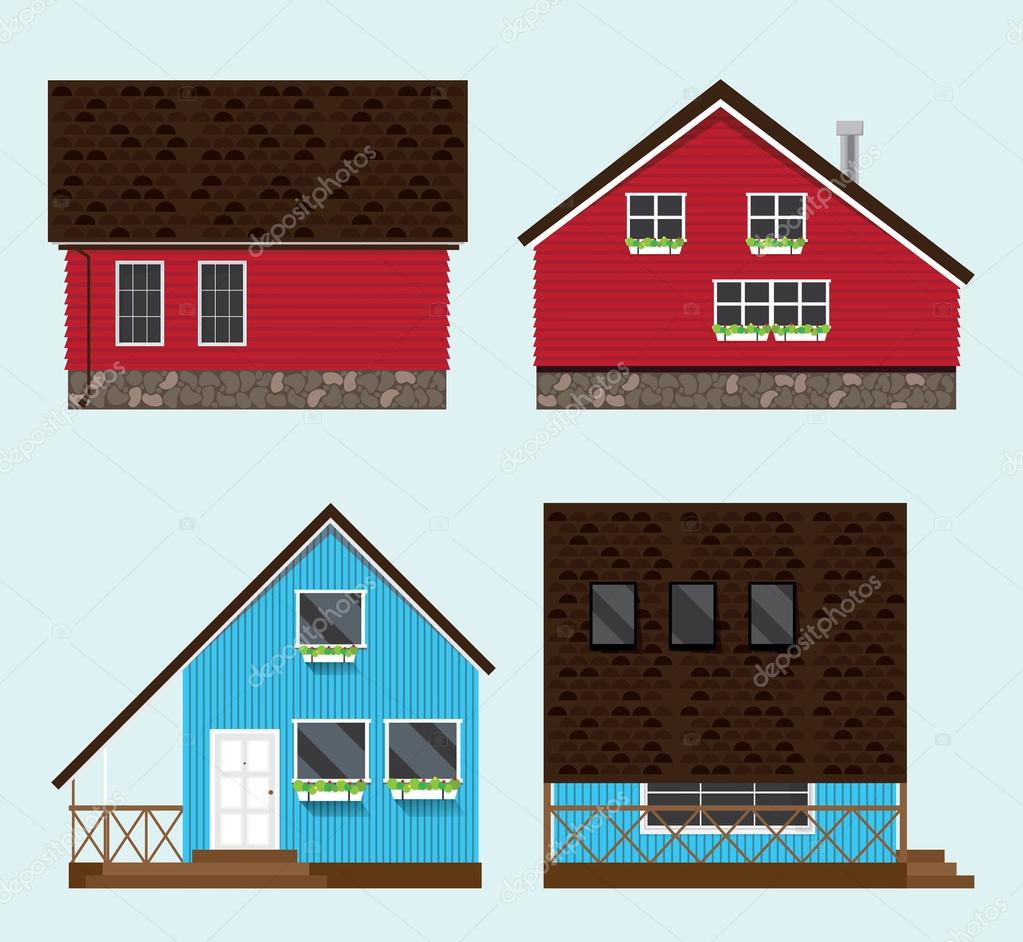 Illustration of four houses.
