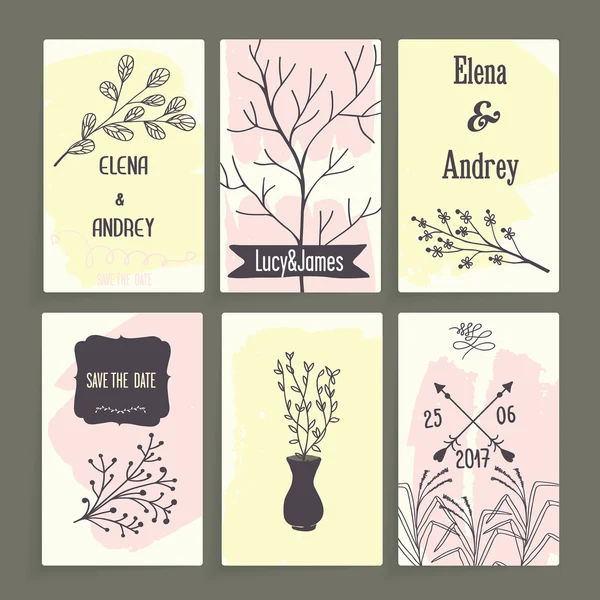 Un ensemble de cartes au design floral . — Image vectorielle