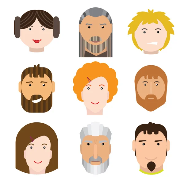 Set of stylized human faces — Stock Vector