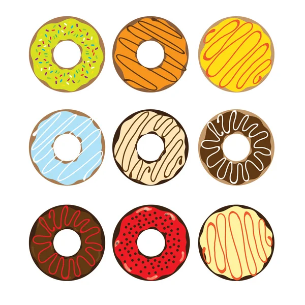 甜甜圈与多彩的釉色 — 图库矢量图片