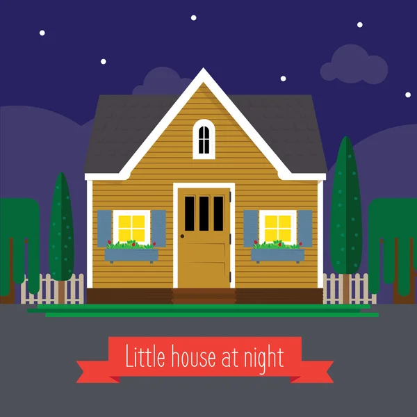 Petite maison la nuit . — Image vectorielle
