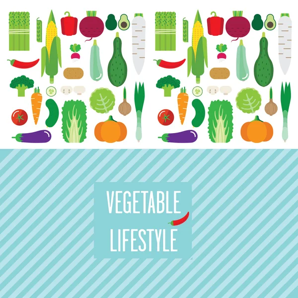 Ilustrasi dengan sayuran - Stok Vektor