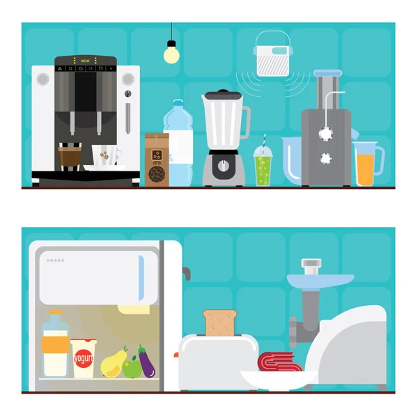 Banderoller med köksmaskiner Royaltyfria illustrationer