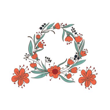 kart doodle çiçek çelenk