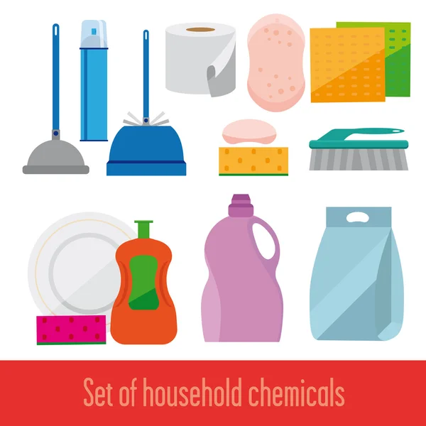 Pictogrammen instellen huishoudelijke chemicaliën — Stockvector