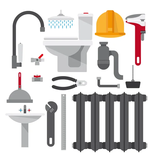 Set plumbing items — Stock Vector