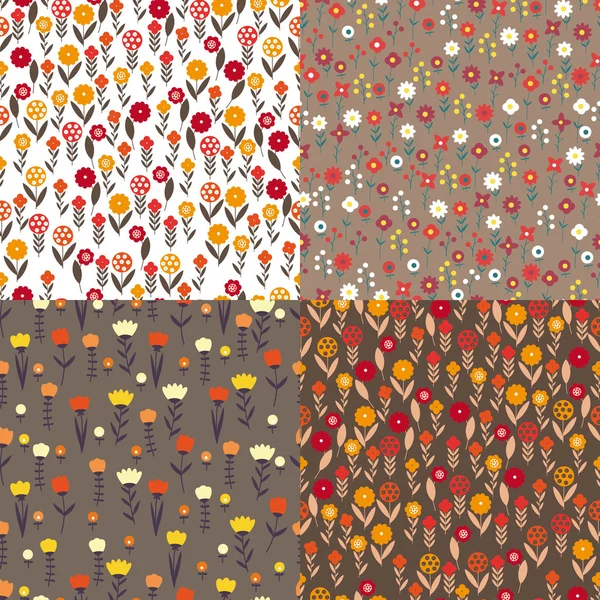 Textile patterns of flowers — 스톡 벡터