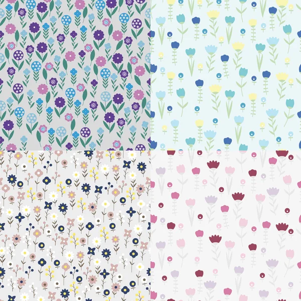 Set textile patterns of flowers — Stock vektor