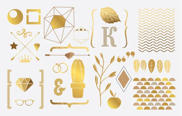 Набор золотых элементов для дизайна — стоковый вектор