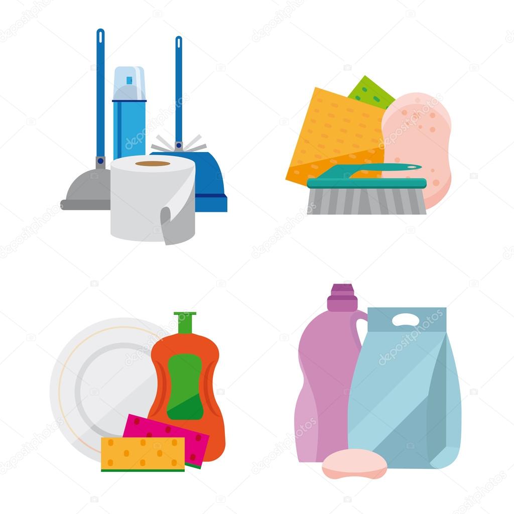 set of household chemicals