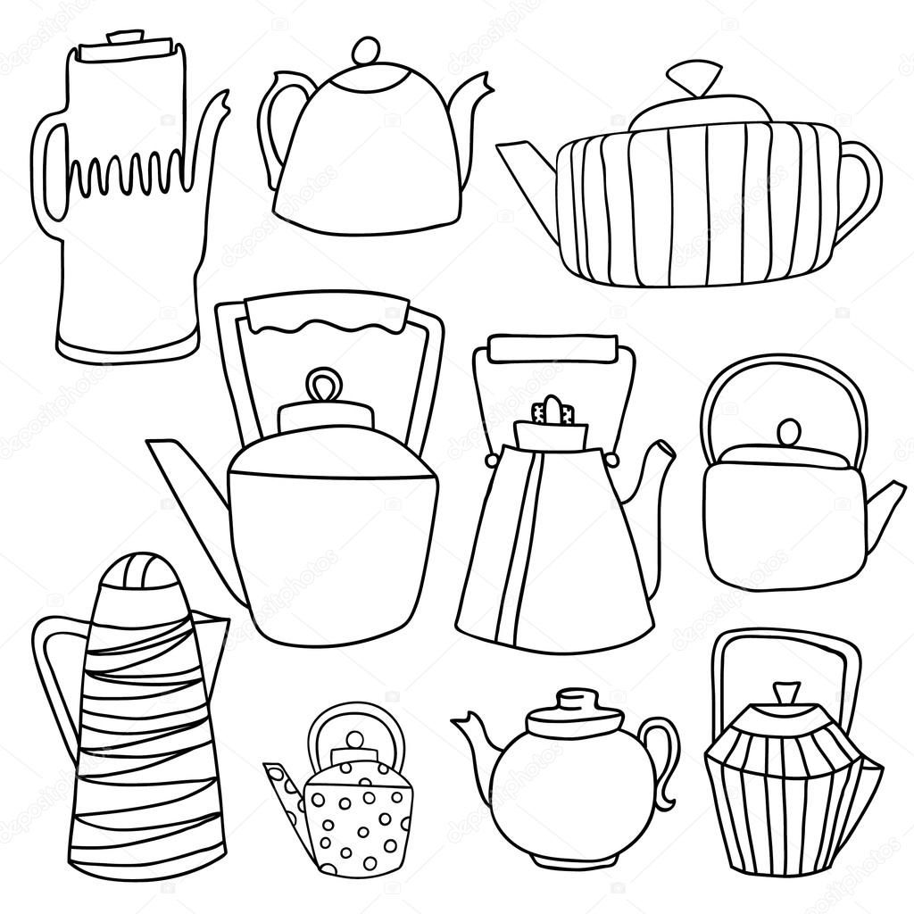 Set of hand drawing tea