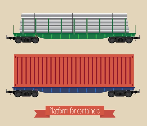 De vlakke afbeelding spoorwagons — Stockvector