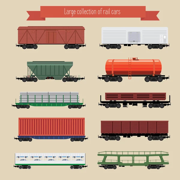 Vagones de mercancías ferroviarias — Vector de stock