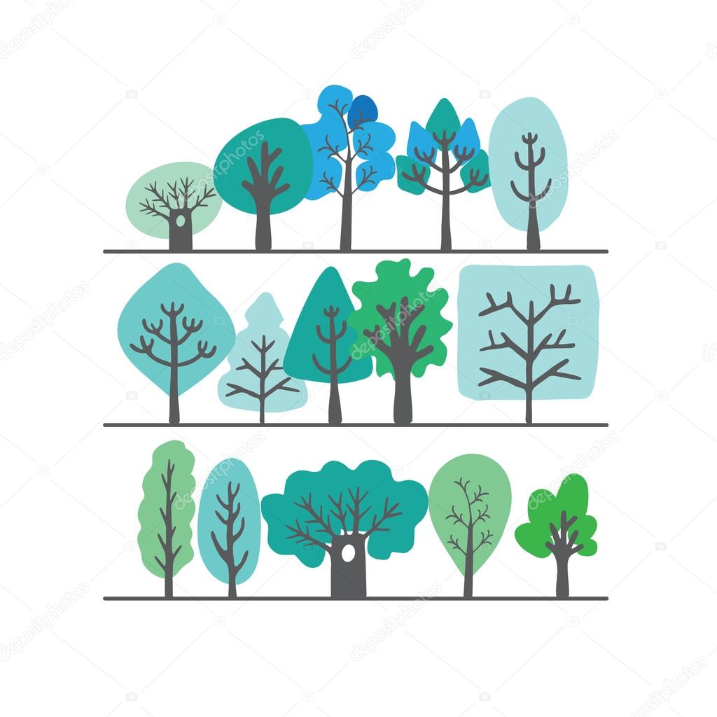 vector doodle trees