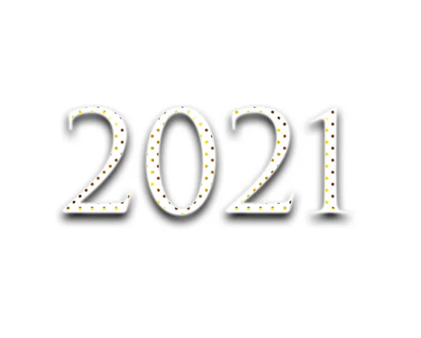 Feliz ano novo 2021 modelo. Design para banner, cartões de felicitações, brochura ou impressão. ilustração. Isolado em fundo branco. 2021 com pontos de ouro — Fotografia de Stock