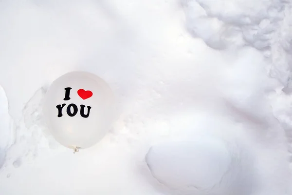 Globo San Valentín Blanco Con Texto Love You Fresh White — Foto de Stock