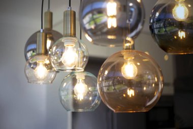 Aydınlatma dekoru, güzel retro lüks dekorasyon ampuller modern ev için dekorasyon lambaları, çeşitli boyutlarda parıldayan iç mekan lambaları.