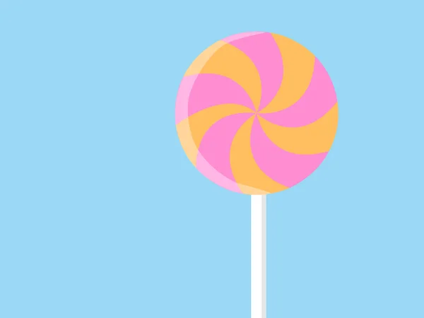 Gele en roze spiraal snoep. Aardbei en banaan lollipop vectorillustratie. — Stockvector