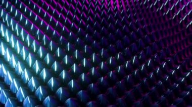 Neon ışıkta geometri figürleriyle soyut 3D canlandırma. Güzel dalgalar, kusursuz döngü görüntüleri. Ultraviyole geometri nesnesi koyu arkaplanda dalgalar gibi hareket ediyor.