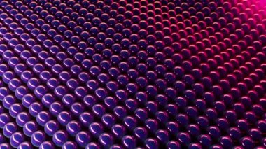 Soyut 3D canlandırma, neon lambalı toplar. Güzel dalgalar, kusursuz döngü görüntüleri. Eflatun küreler karanlık arka plandaki dalgalar gibi hareket ediyor.