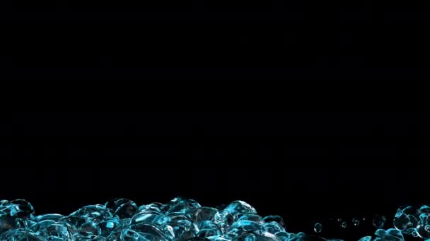 Burbujas Azules Abstractas Animación Sobre Fondo Negro Burbujas Agua Líquida — Vídeo de stock