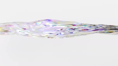 Yavaş çekim gerçekçi holografik sıvı dalgayı kapat. Sıvı 3D canlandırma kristal renk yansıma efektiyle. 