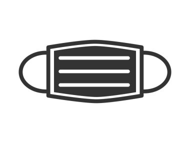 İzole edilmiş beyaz arka plana sahip Düz Maske Simgesi. Vektör Şablonu. Covid-19 Koruma. Coronavirus önleme yolları