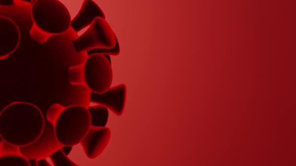 Fondo de animación de microbios de virus Corona con sombreado rojo. Coronaivrus Segunda Ola. Representación 3D Animación de alta calidad — Vídeo de stock