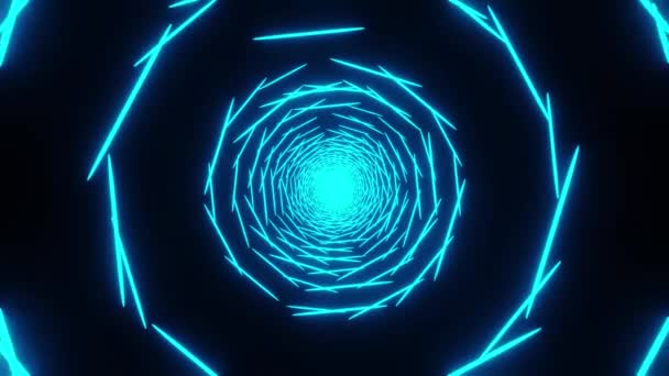 Modèle de rendu 3D d'animation de tunnel rond cyan de science-fiction. Modèle de vidéo de fond futuriste. — Video