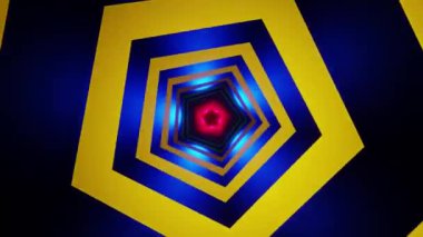 Renkli Işıklı Dönen Şekiller Tüneli. Soyut Arkaplan 3D Görüntüleme Şablonu