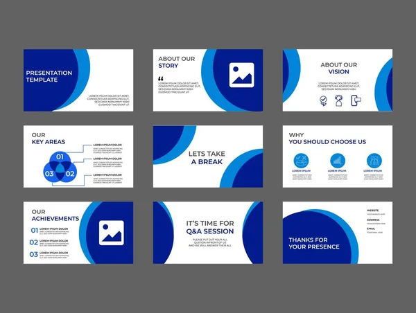 Apresentação de investimento da empresa, modelo de vetor de decks de passo. Abstrato Apresentação azul slide design, Info graphic Vector Banner Template Set Ilustração De Bancos De Imagens