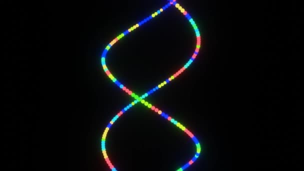 Farklı renk emisyonları olan renkli kıvrımlı çizgiler. Renkli DNA dizisi konsepti. Yılbaşı Yıldırım Rengi paleti. Şeffaf Arkaplan Kusursuz Döngüsüz HD görüntü kalitesi — Stok video
