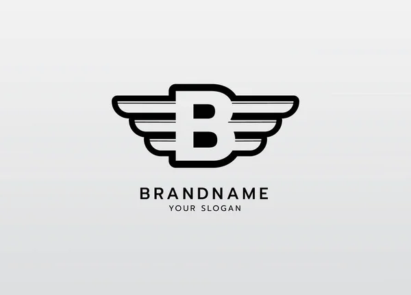 Logotipo Letra Con Dos Alas Emblema Moderno Símbolo Marca Moda — Vector de stock