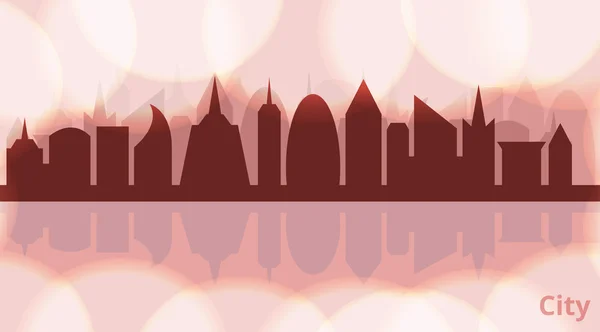 La silueta roja simple ciudad — Vector de stock