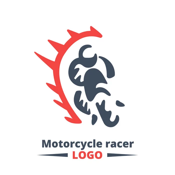 Ilustración y logotipo deporte motociclista — Vector de stock