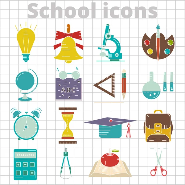 Conjunto de 20 icono de la escuela plana — Vector de stock