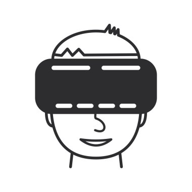 sanal gerçeklik, basit yüz simgesi gözlüklü adam