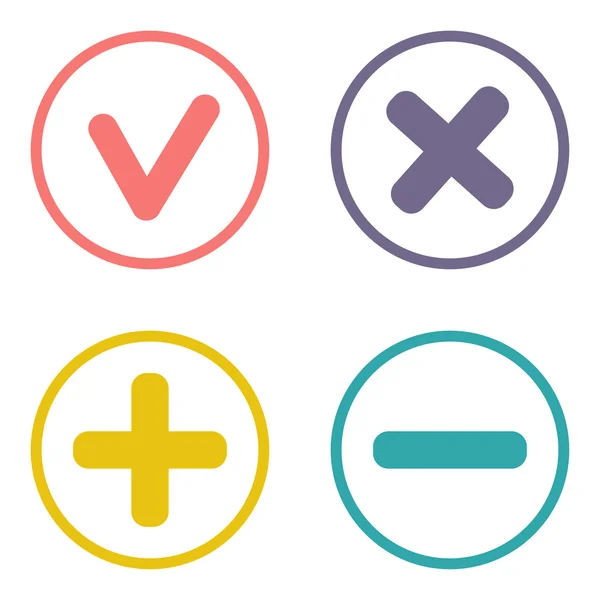 renkli simgeler onay işaretleri cross, artı ve eksi