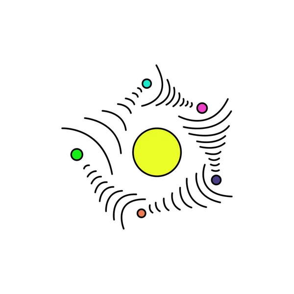 白い背景の空間における波のコミュニケーションと相互作用のロゴ — ストックベクタ