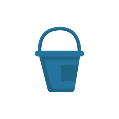 Beyaz arkaplanda mavi kova düz simge