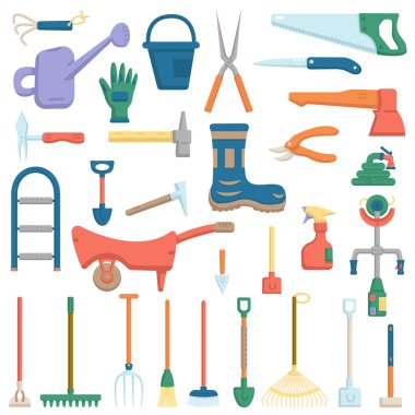 Beyaz arkaplanda izole edilmiş düz biçimli bahçıvan aracı