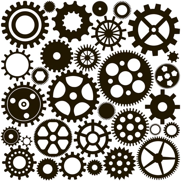 Pattern of a set of black gears — Stock Vector