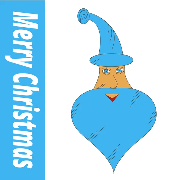 Icono de cabeza de Santa Claus en sombrero azul — Vector de stock