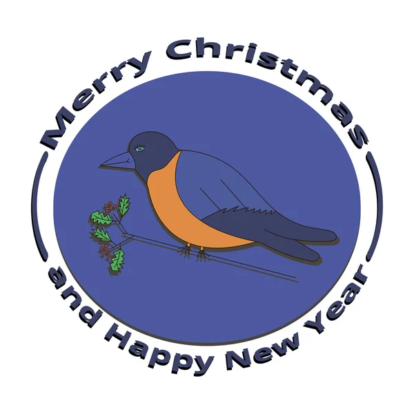 Imagen Bullfinch en Navidad y Año Nuevo — Vector de stock