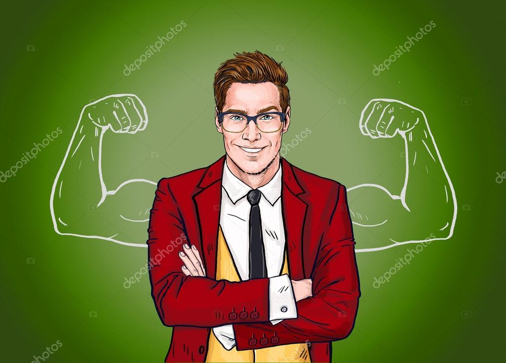Strong Businessman en gafas en estilo Trabajador