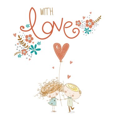 romantik bir kavram. seven erkek ve kız kırmızı heart.love couple.vector çizim ile.