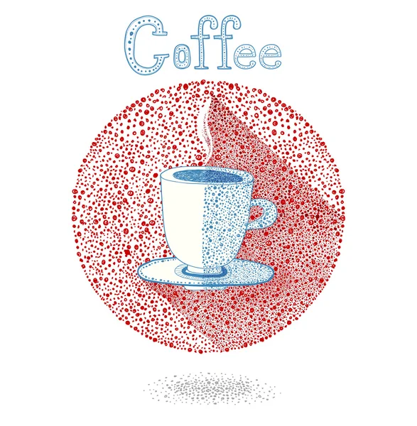 Чашка кофе (чай) на белом фоне в стиле капель. Векторная иллюстрация. Давайте кофе (чай)! Приглашение на кофе (чай) . — стоковый вектор