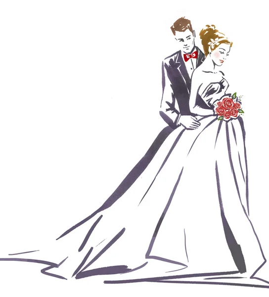 Bruidspaar knuffelen. Silhouet van bruid en bruidegom. Uitnodiging bruiloft. Bruiloft kaart. Bruiloft achtergrond. Liefde paar. — Stockfoto