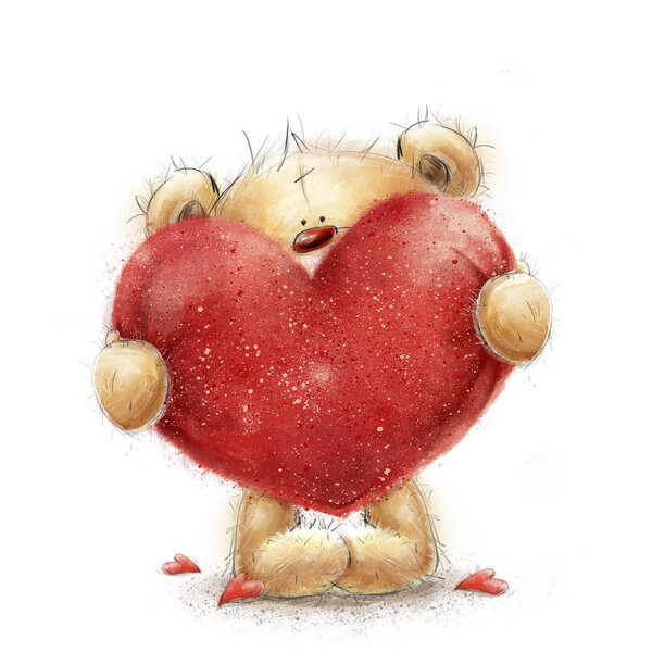 Teddybär mit der großen roten herz.valentines Grußkarte. liebe design.love.i liebe dich. Liebes-Plakat. Valentinstag-Plakat. süßer Teddybär mit großem roten Herz. Heiraten Sie mich. Sei meine Frau. — Stockfoto